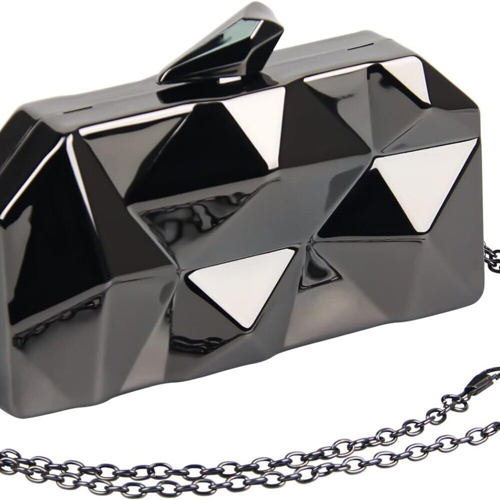 Gold Purses for Women，Geometric Check Metal Gold Clutch Bag